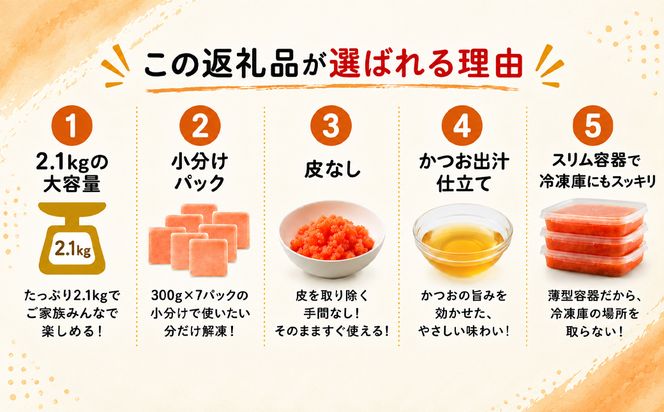 【2026年11月下旬発送】ほぐし明太子 2.1kg（300g×7p）プラケースタイプ たらこ 辛子明太子