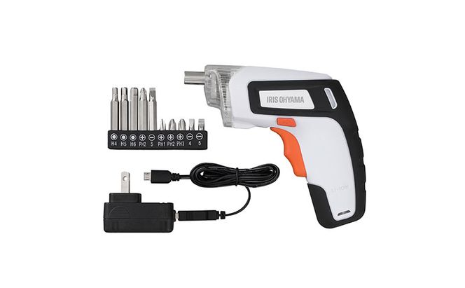 充電式電動ドライバー JDD352-W ホワイト アイリスオーヤマ電動ドリル 充電式 3.7V  ホワイト/オレンジ軽量 DIY 家庭用 コンパクト コードレス 工具セット 電動工具 初心者 女性 組み立て