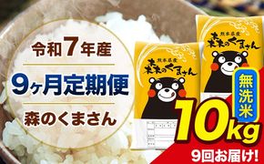 【9ヶ月定期便】令和7年産 森のくまさん 無洗米 10kg 5kg×2袋 計9回お届け 《お申込み翌月から出荷》 お米 こめ 熊本県産 ご飯 備蓄---mk7tei_220500_10kg_mo9_ng_m---
