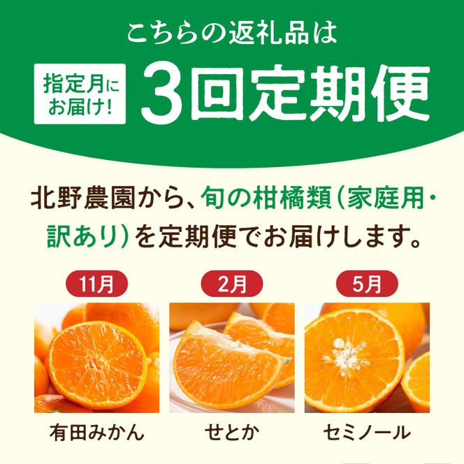 北野農園の旬の柑橘定期便（訳あり・家庭用）【全3回】_DZ60-T01