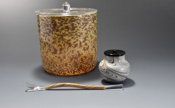 高級ガラス工芸品　みずや〈ガラス 茶道具 セット 茶道 工芸品〉 食器 