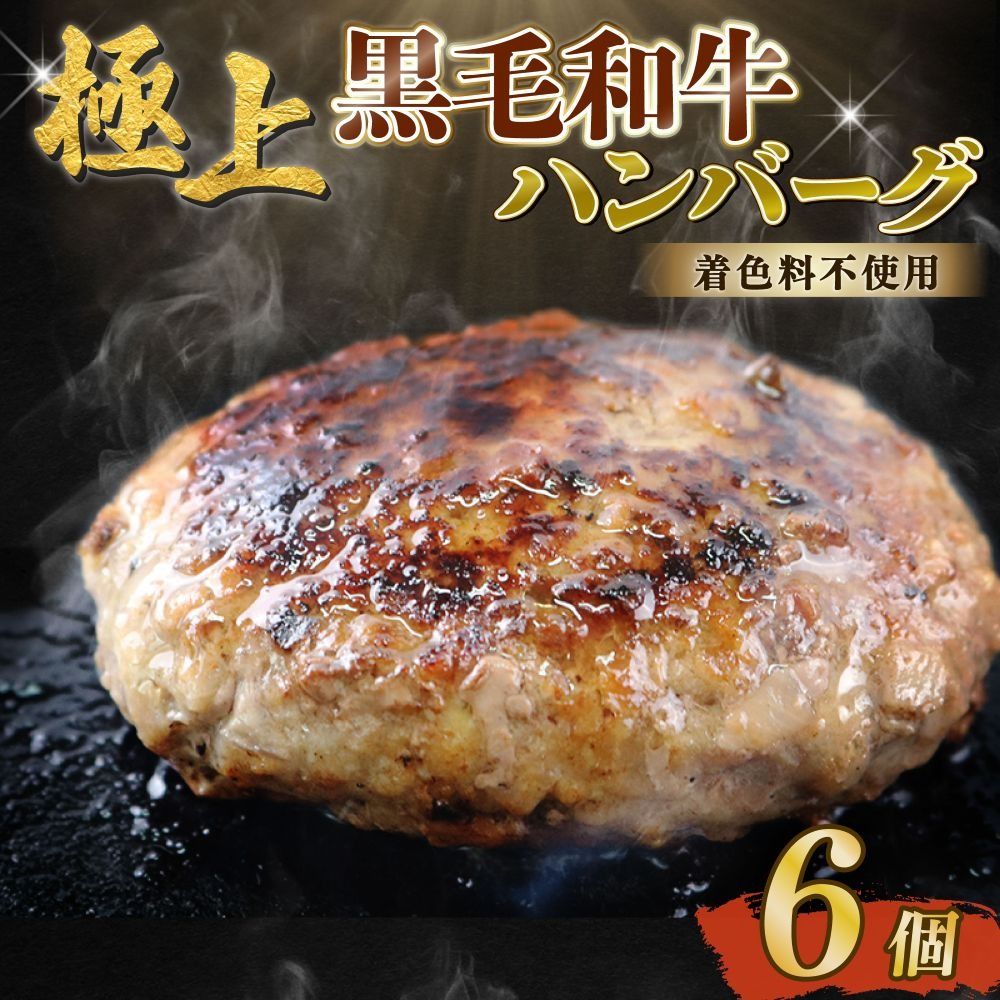 黒毛和牛ハンバーグ 自家製 手作り 約90g×6個 総計約540g ハンバーグ 国産 牛肉 100% [(有)山重食肉](室戸海洋深層水塩使用)