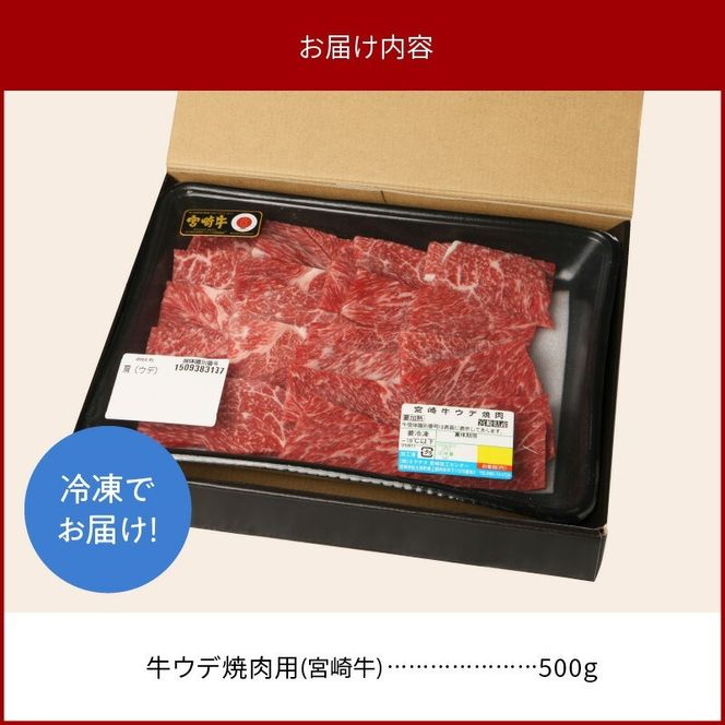 宮崎牛ウデ焼肉用500g N0147-YA680