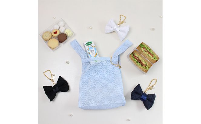 〈Chaleur シャルール〉Ribbon marcheレース【S】サイズ ファッション かばん トートバッグ 手提げ 