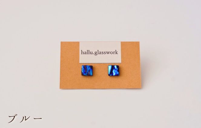 Dichroic(ダイクロ)ガラスピアス(ブルー)【道の駅むなかた】_HA1813-1C