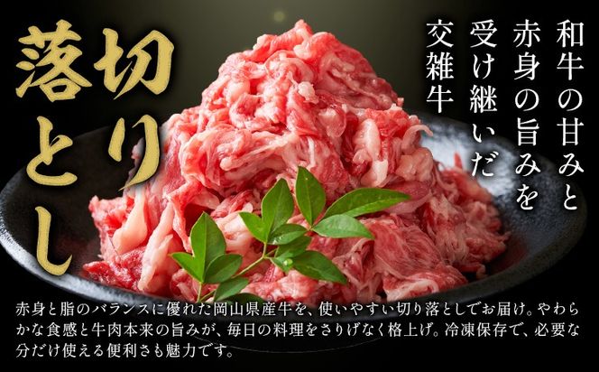 岡山県産牛 切り落とし 交雑牛 選べる 500g 1kg 定期便 3ヶ月定期便 6ヶ月定期便 12ヶ月定期便 お試し 大容量《60日以内に出荷予定(土日祝除く)》 岡山県 矢掛町 肉 送料無料 定期便は翌月から発送---ofn_fokf1_60d_26_8000_5---
