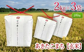 米 お米 秋田県産 あきたこまち 玄米 6kg（2kg×3袋）神宿る里の米「ひの米」（お米 小分け）