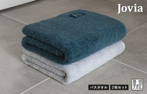 G2853-1 【圧倒的企業努力】Jovia ジョヴィア バスタオル 2枚（ネイビー、アイスグレー）【スピード発送 日本製 泉州タオル 吸水 日用品 たおる ロングヘア】