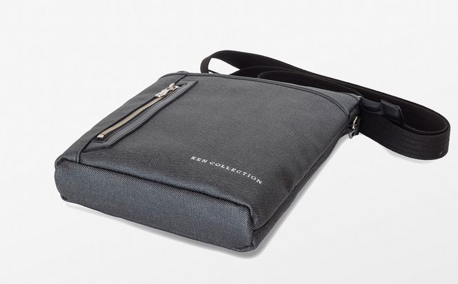 KEN COLLECTION デニムショルダーバッグ ( KC-2303 ) ストーンブラック / ショルダーバッグ デニム生地 防水効果 色落ち防止 PVCコーティング ポケット付き クラッチバッグ インナーバッグ シンプル 無地 メンズ レディース 黒 三宅