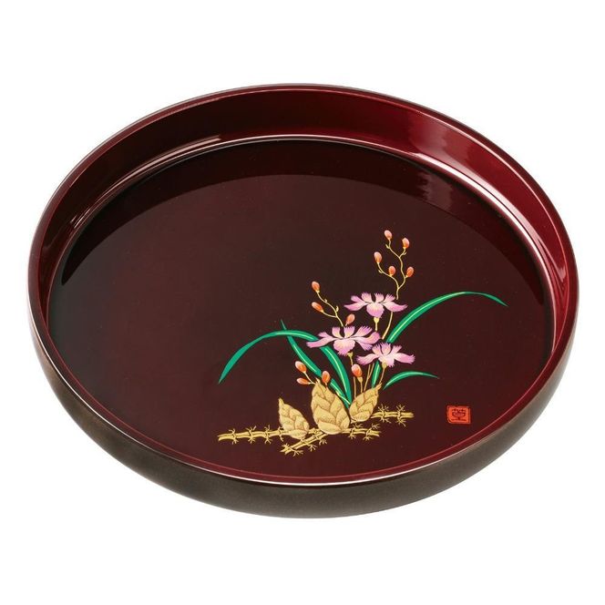 丸盆 33cm 溜塗 山路 ［YG458］ 303446_CC456