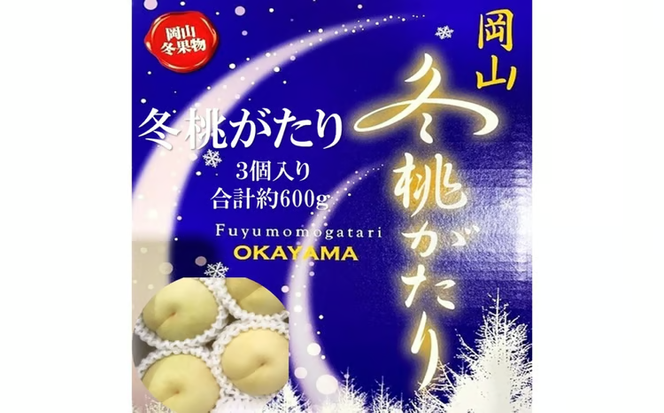 先行予約 晴れの国 岡山のフルーツ 定期便 2回コース 1回目ロイヤル白桃3玉 合計約600g／2回目冬桃がたり3個 合計約600g[№5735-3574]