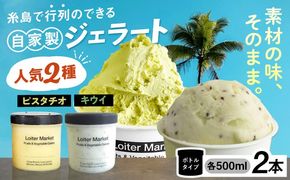ジェラート アイス 糸島で行列のできる アイスクリーム屋 ジェラート ボトル 2個 セット ： ミルク ＆ ソルベ （ ピスタチオ , キウイ ） 《糸島》【LoiterMarket ロイターマーケット】 [AGD006] アイス クリーム アイスクリーム シャーベット
