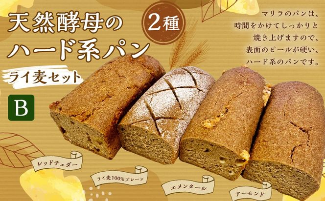 【ライ麦セットB】天然酵母のハード系パン4種（ライ麦100％プレーン・レッドチェダー・エメンタール・アーモンド）　1090002