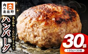 CFX0115 肉の泉佐野 ハンバーグ 30個（合計3.6kg）【黒毛和牛 なにわポーク入り 120g×30個 小分け 冷凍 ストック 人気 総菜 はんばーぐ 訳あり 簡単調理 おかず お弁当】
