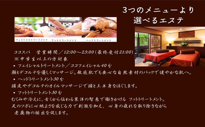 ココガーデンリゾート　ランチ＆エステ　日帰りプラン＜2名様＞