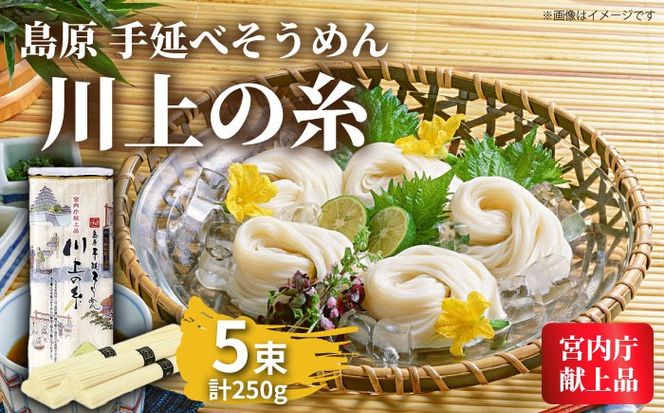 【宮内庁献上品】島原手延べそうめん川上の糸 250g1袋（50g×5束） / 素麺 島原そうめん 麺  / 南島原市 / 川上製麺 [SCM028] 乾麺 ポストへお届け