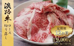 【定期便12ヶ月】 淡路牛 ロース切り落し 750g (250g×3パック)　切り落し
