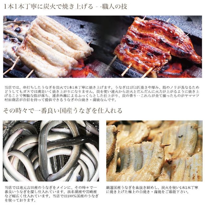 血抜き締め国産うなぎを炭火で1本1本丁寧に手焼きした「うなぎの白焼き(長焼き)」1尾セット [ヤママツ村田商店 静岡県 吉田町 22424159] 鰻 うなぎ ウナギ 白焼き 白焼 長焼き 冷凍 真空パック タレ付き
