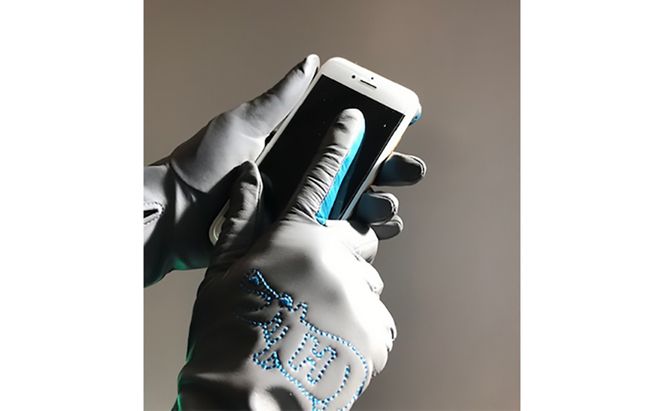 スマホ対応羊革レディース手袋（HIPPO`刺繍）