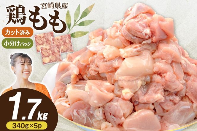 鶏肉 もも 宮崎県産 鶏もも 切身 340g 5p 計1.7kg [南九フーズ 宮崎県 日向市 452061631] 小分け とり肉 鳥肉 鶏もも 鶏もも肉 鶏 冷凍 真空包装 モモ 鶏モモ 鶏モモ肉 宮崎 セット