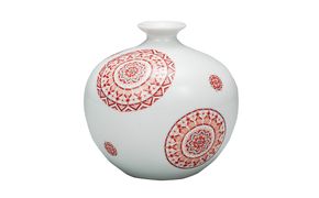 九谷焼　5.2号華器　赤絵丸紋　大志窯 172111_CY2169