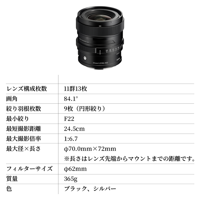 SIGMA 65mm F2 DG | Contemporary【Lマウント】（ブラック）