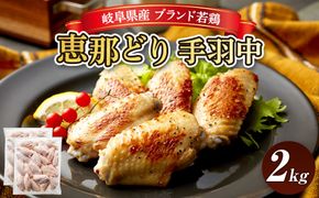 冷凍　恵那どり　手羽中　バラ凍　2kg [No.923]