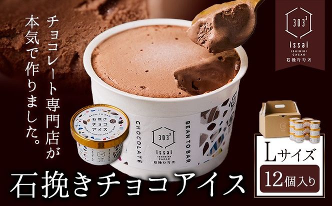 石挽きチョコアイス Lサイズ 12個 石挽きカカオissai 岡山県矢掛町 チョコレート スイーツ デザート アイス《30日以内に出荷予定(土日祝除く)》---osy_ficici_30d_24_25500_l---