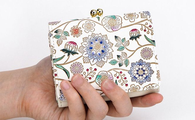 【文庫屋大関】三つ折りミニ財布　ダリア（コバルトブルー）【皮革工芸品】 ファッション 小物 民芸品 お札 カード 小銭 手のひらサイズ コンパクト 大人かわいい 牛革 手作り 国産 