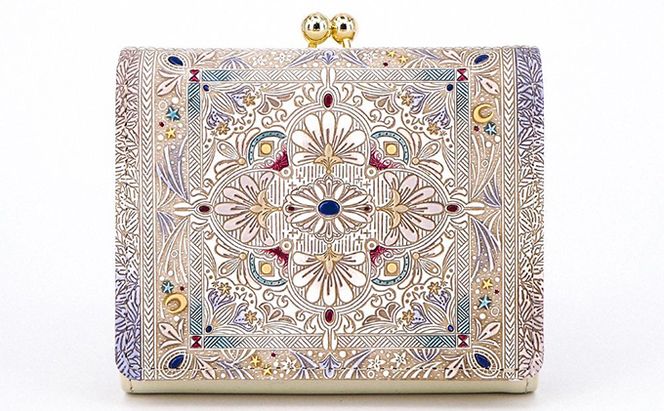 【文庫屋大関】三つ折りミニ財布　夢幻のタピ【皮革工芸品】 ファッション 小物 民芸品 お札 カード 小銭 手のひらサイズ コンパクト 大人かわいい 牛革 手作り 国産 