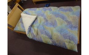 極上純綿　もめん布団　掛敷セット　(ジャワ柄・青)【CW79W】