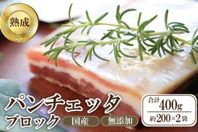 パンチェッタブロック（豚バラ肉の塩漬け）　約200g×2袋　NI00021
