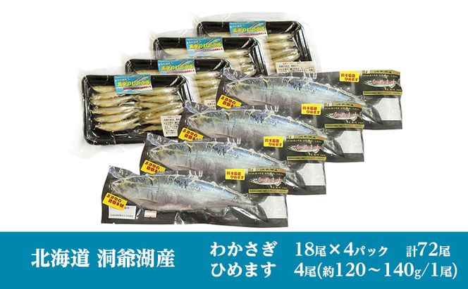 洞爺湖産わかさぎ(18尾入り×4P)・ひめます4尾(約120～140g/1尾)セット 北海道産 ワカサギ わかさぎ 川魚 魚介類 産地直送 冷凍 お取り寄せ グルメ 料理 天ぷら フライ とうやマルシェ 北海道 洞爺湖町