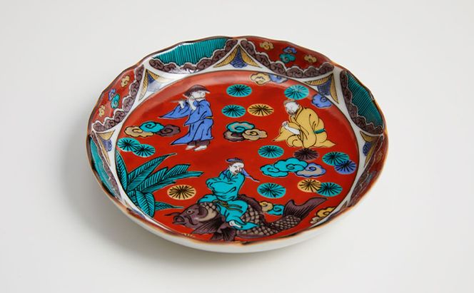 九谷焼 4.5号皿揃・時代絵（5枚セット）a01 民芸品 工芸品 お皿 豆皿 