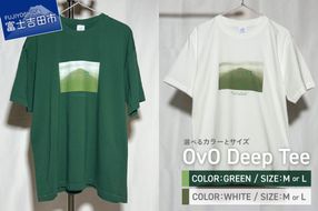 【 選べるカラー / サイズ 】 Tシャツ 半袖 GREEN  / WHITE 【サイズ M / L】 綿100％ 「 OvO Deep Tee 」 ユニセックス ファッション 緑 グリーン 白 ホワイト 富士山 日用品 山梨 富士吉田
