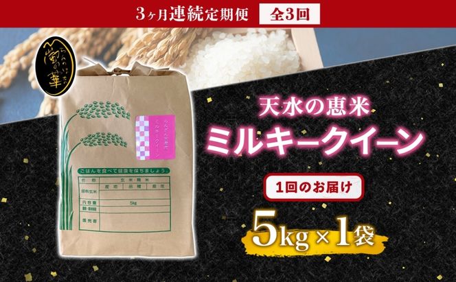 定期便 全3回 天水の恵米 ミルキークイーン 白米 5kg 3回 お米 低アミロース米 国産 白米 ご飯 もちもち 柔らかい お弁当 おにぎり らんざん営農 ギフト 贈り物 嵐山町 埼玉県