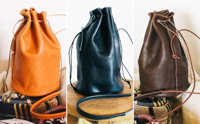 DURAM ショルダー巾着バッグ 24003 糸島市 / Duram Factory / クラフト バッグ 革製品[AJE072]