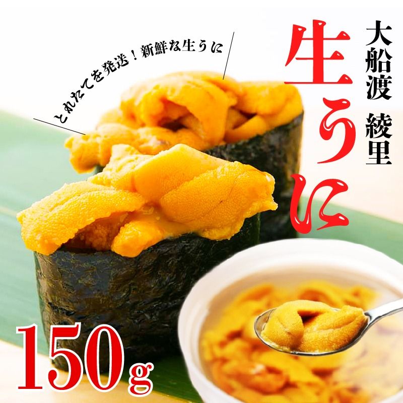 [期間限定] 水揚げ日発送 綾里の生うに 150g 数量限定 冷蔵 無添加 ミョウバン不使用 岩手県産 ムラサキウニ [ 季節限定 生うに 生雲丹 天然 海鮮丼 寿司 ウニ丼 刺身 ] [ryorigyo001_4]