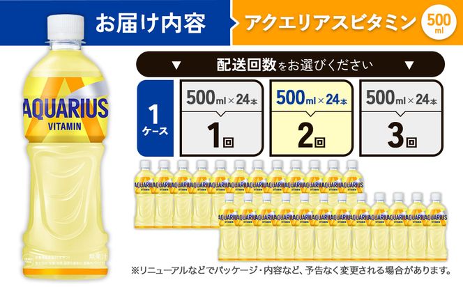 【2回定期便】 アクエリアス ビタミン PET (500ml×24本)×1ケース コカ・コーラ Coca-Cola AQUARIUS 水分補給 熱中症対策 部活 運動