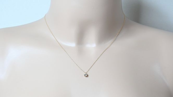 K18イエローゴールド　ダイヤ0.30ct　爪留め　ネックレス FNP-5 250-005