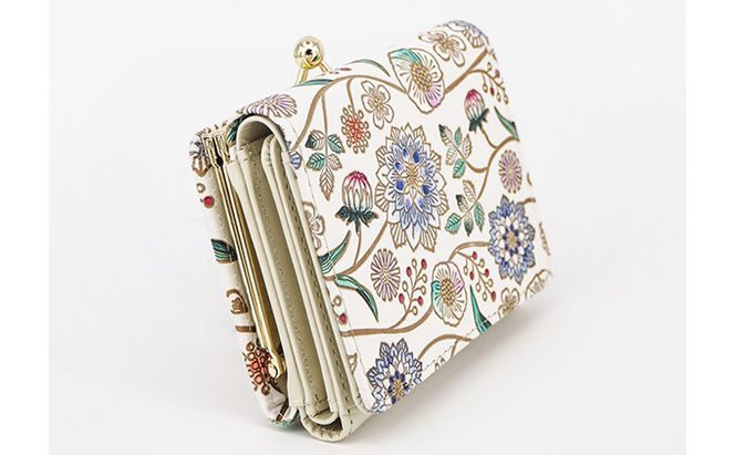 【文庫屋大関】三つ折りミニ財布　ダリア（コバルトブルー）【皮革工芸品】 ファッション 小物 民芸品 お札 カード 小銭 手のひらサイズ コンパクト 大人かわいい 牛革 手作り 国産 