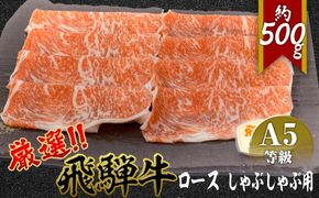 店主こだわり雌牛 飛騨牛A5等級　ロース　しゃぶしゃぶ用　約500g [No.039]