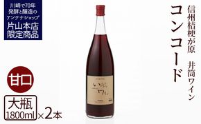 井筒ワイン 酸化防止剤無添加 井筒コンコード 赤甘口 1800ml x 2本セット 発売元 株式会社片山 141305_JN64