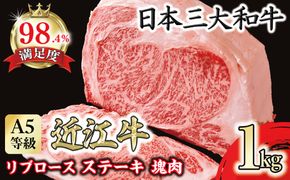 A5等級 未経産雌限定　近江牛リブロース　ステーキ　塊肉1kg折箱入【FO20W】