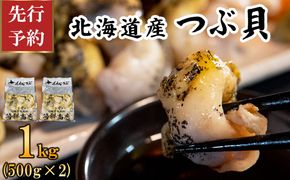 【先行予約】北海道鹿部町産 前浜ボイルつぶ１kg（500g×2袋） 刺身 不揃い つぶ ツブ ツブ貝 つぶ貝