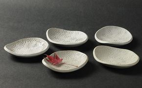 寒風須恵器 豆皿5枚組（寒風陶芸会館：作） 工芸品 食器 小皿 お皿 