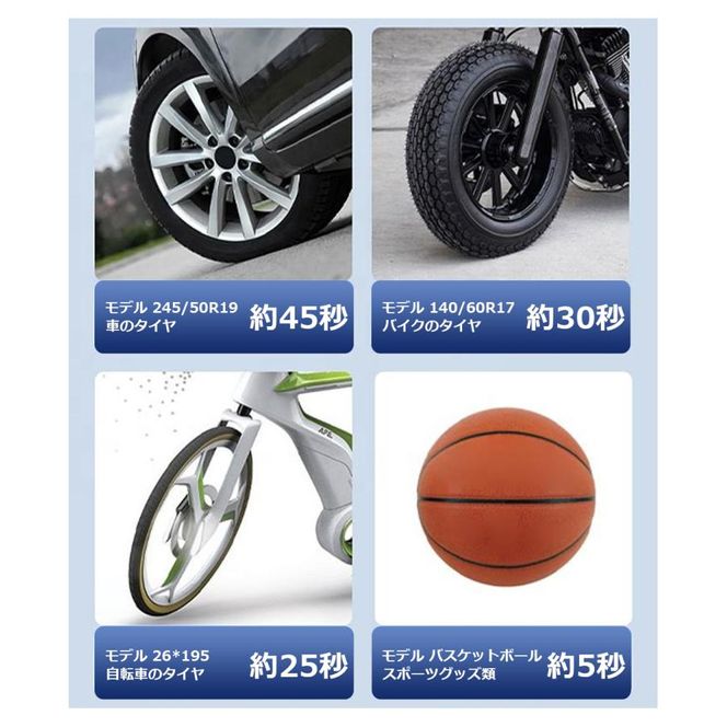 電動空気入れ コードレス 充電式 LEDライト アタッチメント付き ポータブル エアコンプレッサー 車 自動車用 自転車用 ボール タイヤ 空気入れ 電動 携帯空気入れ エアーコンプレッサー 軽量 コンパクト SunRuck EA-PAC010