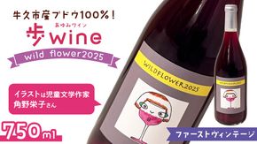 歩wine wild flower2025 ( 750ml ) 日本ワイン 牛久市 ブドウ 自然派ワイン 無濾過 ファーストヴィンテージ マスカット・ベーリーA ビジュノワール メルロー バルベーラ ワイン 酒 赤ワイン わいん