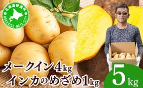 やまけんや じゃがいも 2種 計5kg メークイン インカのめざめ いも 芋 イモ ジャガイモ  馬鈴薯  甘い 旬 農作物 野菜 ほくほく ホクホク クリーミー なめらか 国産 お取り寄せ 常温 送料無料 北海道 伊達市