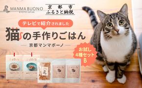【MANMA BUONO】猫の手作りごはん お試しBセット4種｜京都 ペットフード ブランド 有名 人気ペットフード［ 愛猫の健康を支える ペーットフード 4種 人気セット こだわり 美味しい 栄養 ごはん 食事 人気 おすすめ お取り寄せ 通販 送料無料 ふるさと納税 ］ 261009_A-ABP004